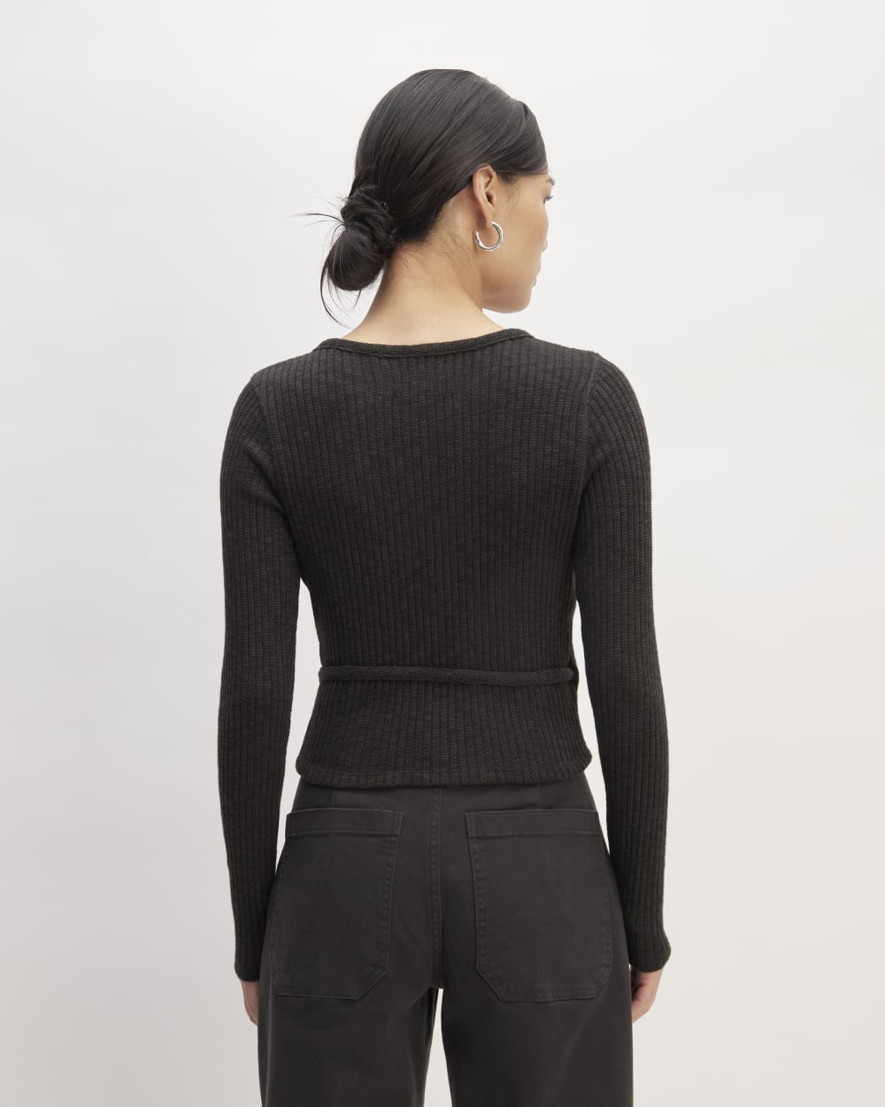 The Cozy Rib Wrap Top | Black - Image 6