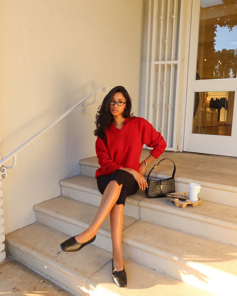 V-Neck Sweater in Extrafine Luxe Merino | Coffee Bean - Image 7