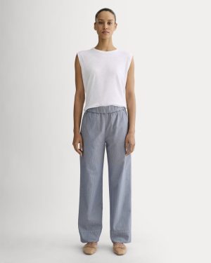The Easy Pant | Dark Denim Pinstripe