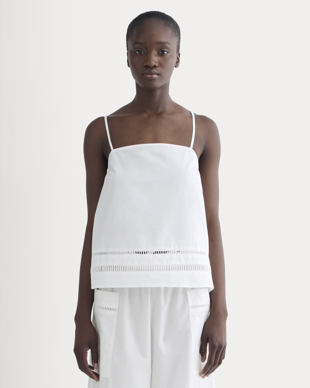 The Lace Trim Tank | White