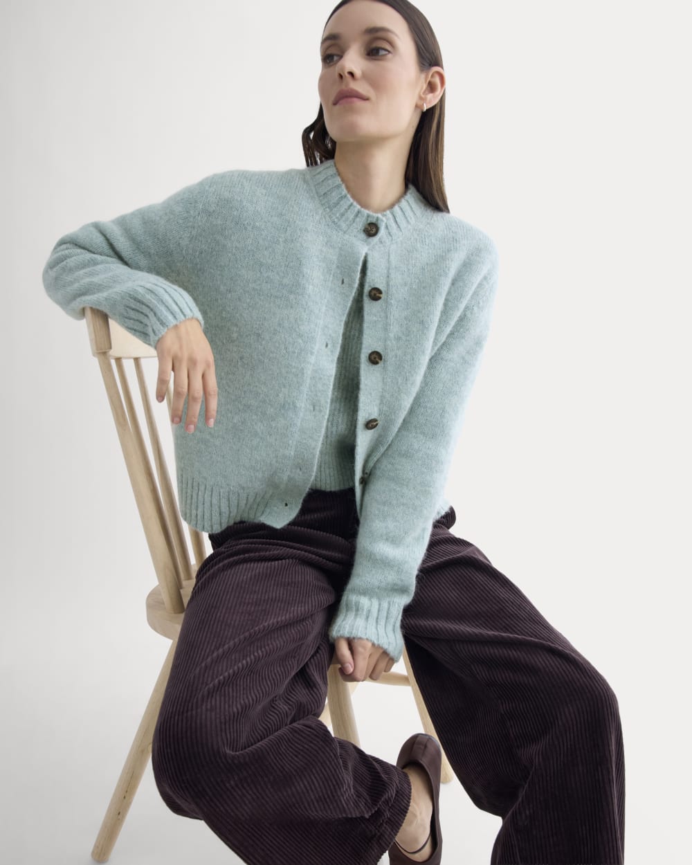 The Crew Cardigan in Alpaca | Heather Gray Mist - Image 3