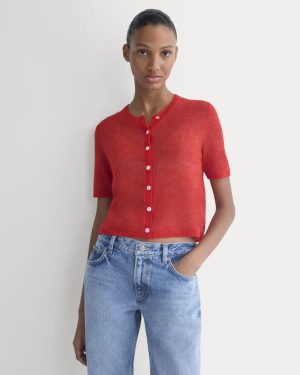 The Air Alpaca? Short-Sleeve Cardigan | Fiery Red