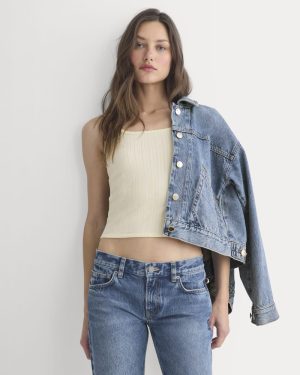 Scoop-Neck Tank in Pointelle | Lemon Icing