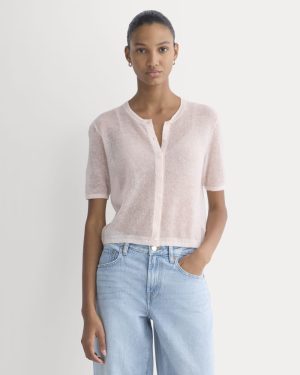 The Air Alpaca? Short-Sleeve Cardigan | Soft Pink