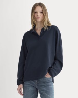 Oversized Pique Polo | Deep Navy
