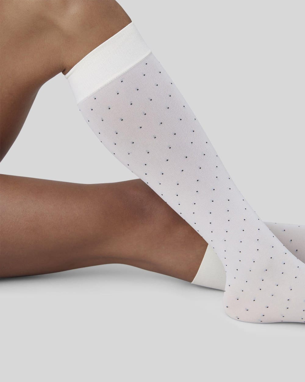 Eira Petite Dots Knee-High Socks | White - Image 2