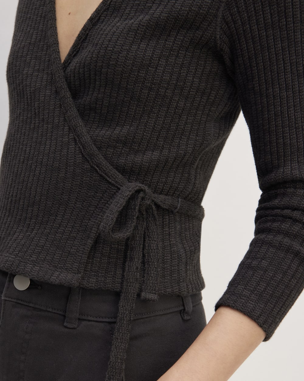 The Cozy Rib Wrap Top | Black - Image 5