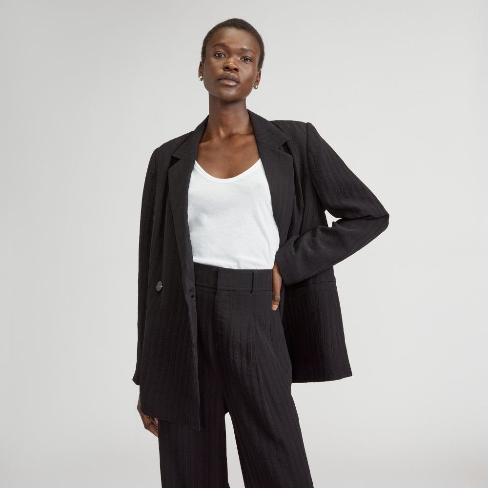 The Drapey City Stripe Blazer | Black