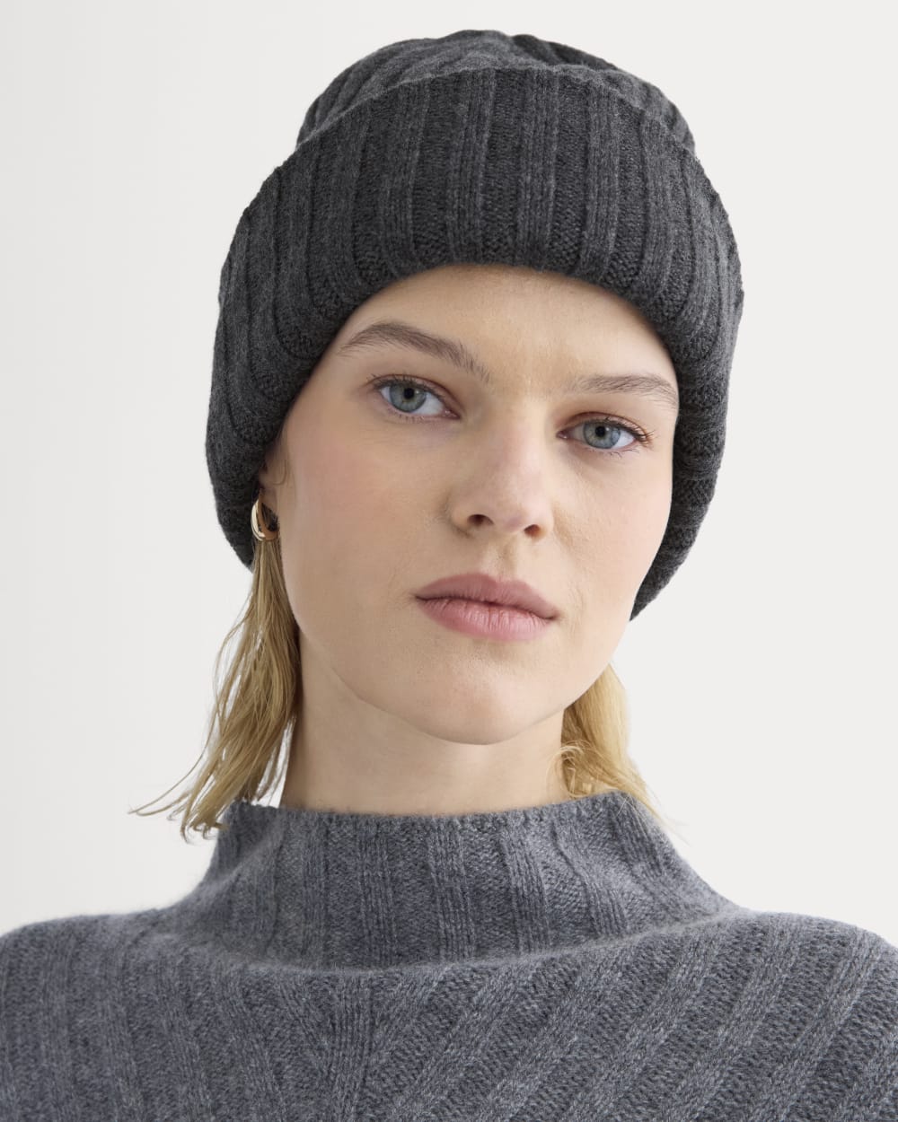 Chunky Ribbed Beanie | Heathered Soot - Image 2