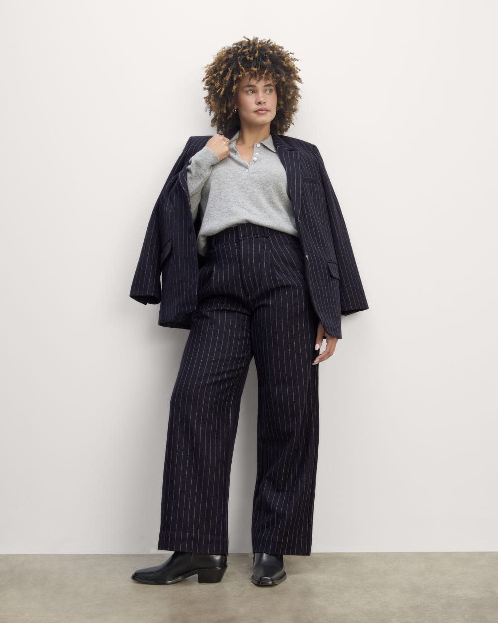 The Draper Pant in Wool | Navy / White